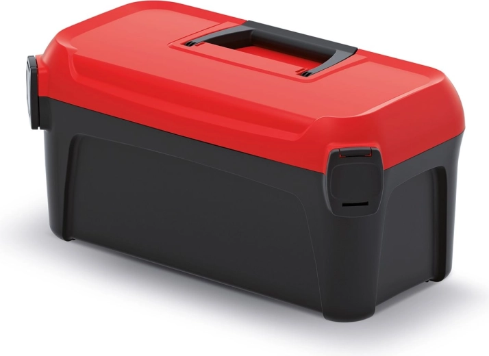 Værktøjskasse SMART 16 l, 380 × 234 × 225 mm, sort med rødt låg
