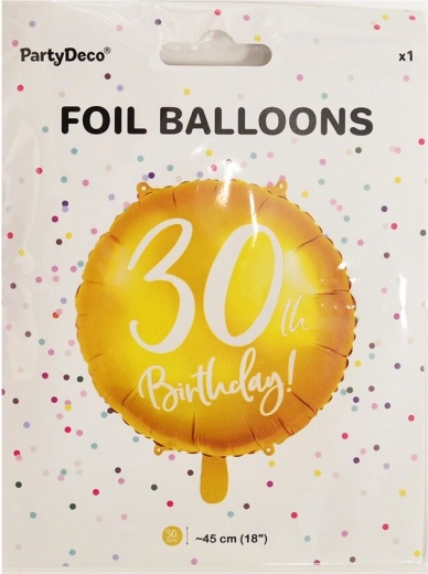 Folieballon tal 30 guld 45 cm