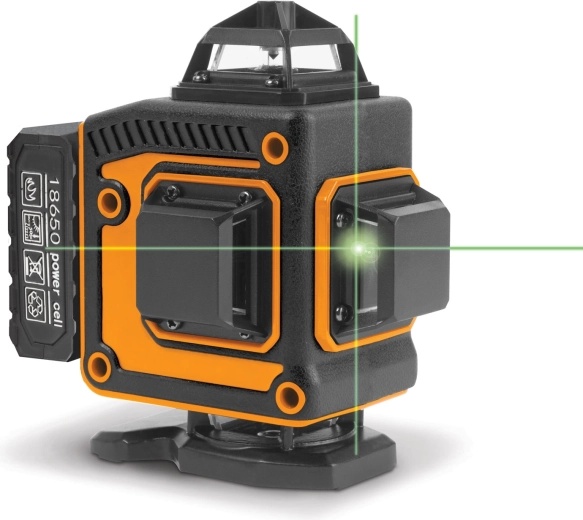 Handy 3D/360° krydslaser med grøn stråle og tilbehør