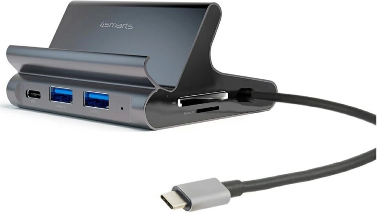 Stationær USB‑C-dock 7-i-1 med stander til tablet og telefon med Samsung DeX-understøttelse