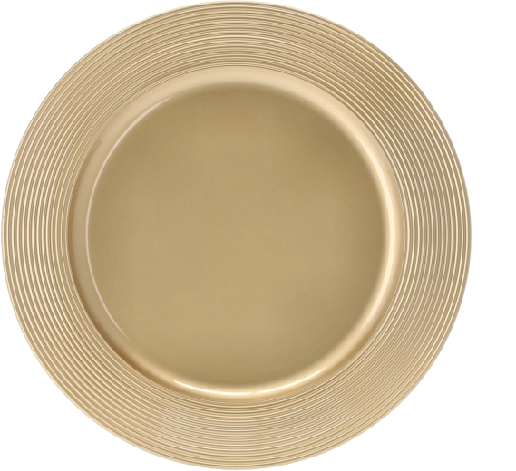 Guldfarvet rundt dækkeserviet i polypropylen 33 cm med rillet kant