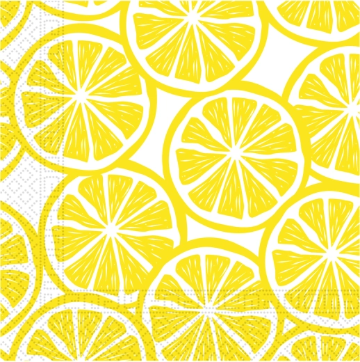 Trelagsservietter med citronmotiv 33 × 33 cm