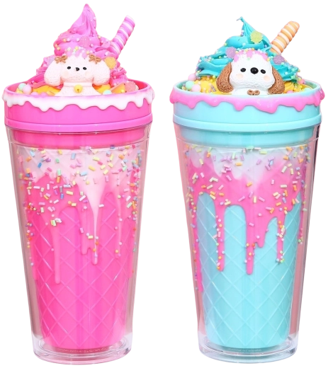 Kop med låg og sugerør Is-hunde 480 ml