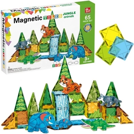 Magnetisk junglekonstruktionssæt med 65 dele
