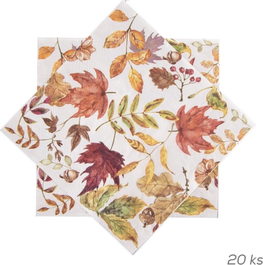 Papirservietter med efterårsløv-motiv 33 × 33 cm 20 stk.
