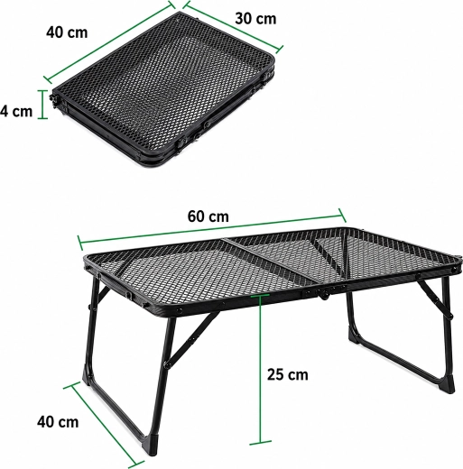 Sammenklappeligt campingbord 60 × 40 cm