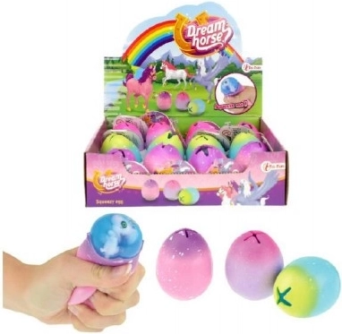 Klemmeæg/slim med enhjørning antistress gummi 6 cm 3 farver 12 stk i boks