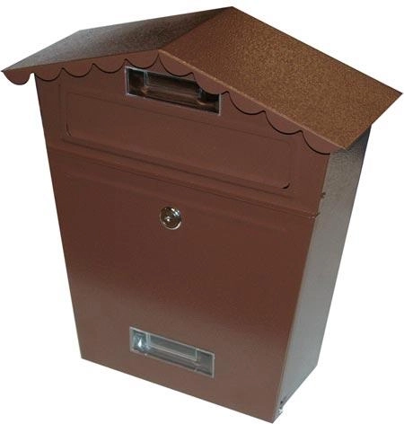 Postkasse med tag brun 290 × 360 × 105 mm