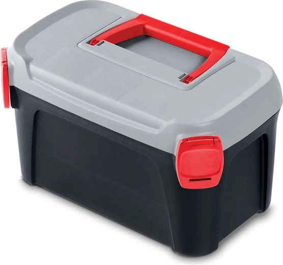 Værktøjskasse Smart 7 l, sort med gråt låg