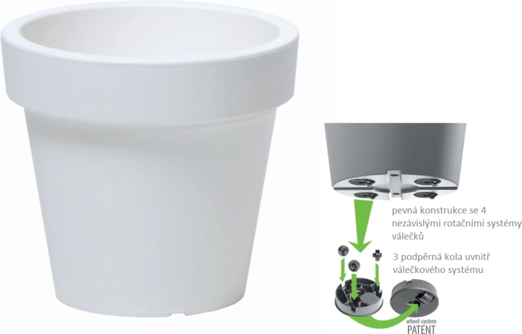 Plantekrukke LOFLY med hjul 58,2 cm hvid