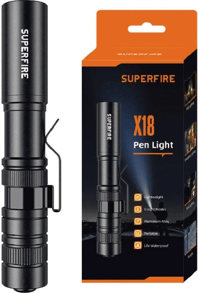 Lommelygte Superfire X18, 55 lm, 5 tilstande, rækkevidde 38 m