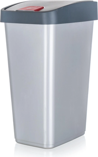 Vippende affaldsspand 45 l, rektangulær, plast, sølv/grå