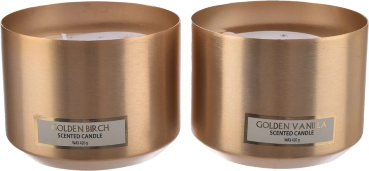 Duftlys i metaldåse Christmas, guld, 515 g