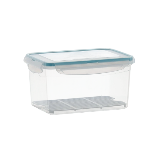 Plastbeholder til mad med låg, tætningsliste og rist 2,4 l