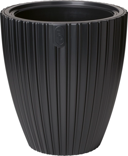 MIKA blomsterkrukke 40 cm – dybsort, mat overflade med indsats