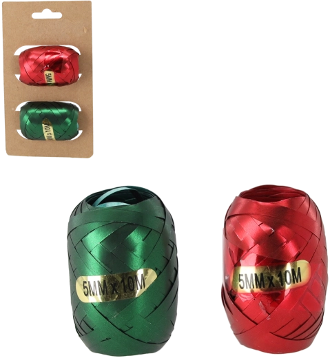 Sæt med gavebånd 5 mm × 10 m – rød og grøn