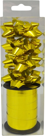 Sæt med gavebånd i metallisk guld, 2 stk (bredde 6 mm)