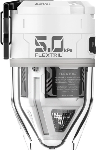 Flextail Max Pump 3 bærbar elektrisk pumpe med lommelygte – hvid