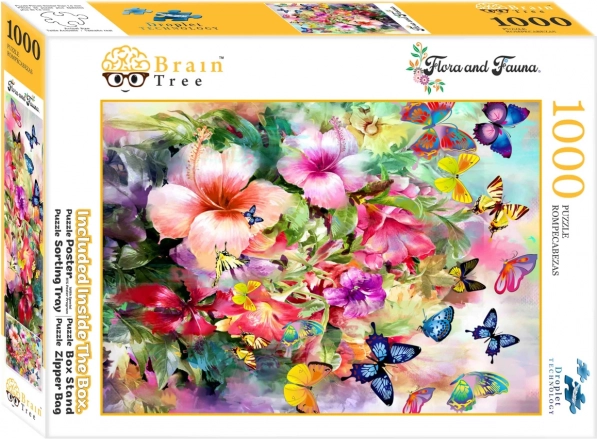 Puzzle Brain Tree blomster og sommerfugle 1000 brikker
