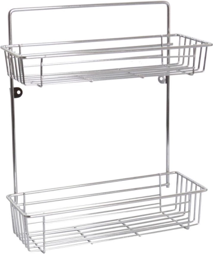 To-etagers badeværelseshylde 28 × 14,5 × 37 cm krom