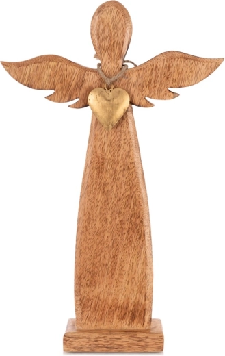 Træfigur af engel i mangotræ 42 cm