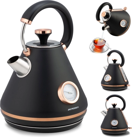 Elektrisk elkedel med termometer 1,7 l Berdsen, sort
