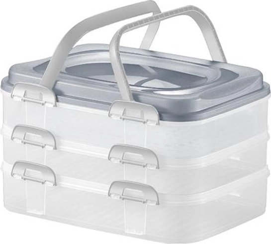 Plastisk picnicboks med 3 etager 40 × 30 × 24 cm
