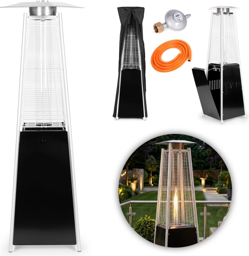 Gas terrassevarmer 180 cm, 11,5 kW med regulator, slange og overtræk – MULTIGARDEN