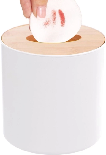 Whitney badeværelsesaffaldsspand 1,5 l – hvid, bambuslåg