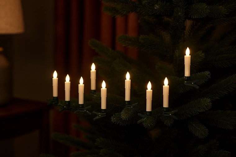 Sæt med 10 LED-lys med klips og fjernbetjening 1,9 × 9 cm