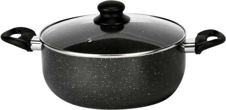 Gryde med glaslåg 24 cm med non-stick belægning