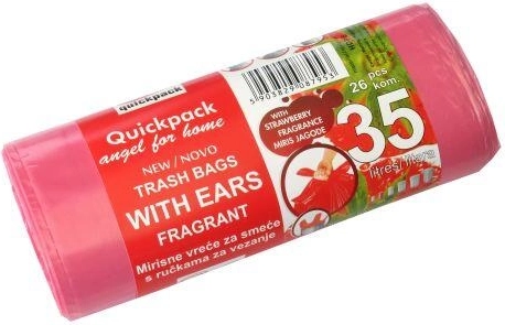 Affaldsposer med håndtag 35 l med frisk duft af jordbær
