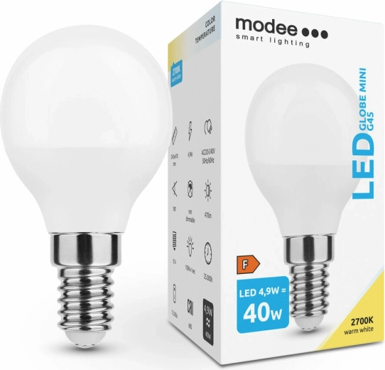 Modee Smart Lighting LED pære Globe Mini G45 4,9 W E14, 470 lm, varm hvid