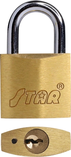Hængelås STAR 50 mm af messing, 3 nøgler