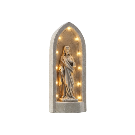 Figur Jesus i kapel med LED-belysning