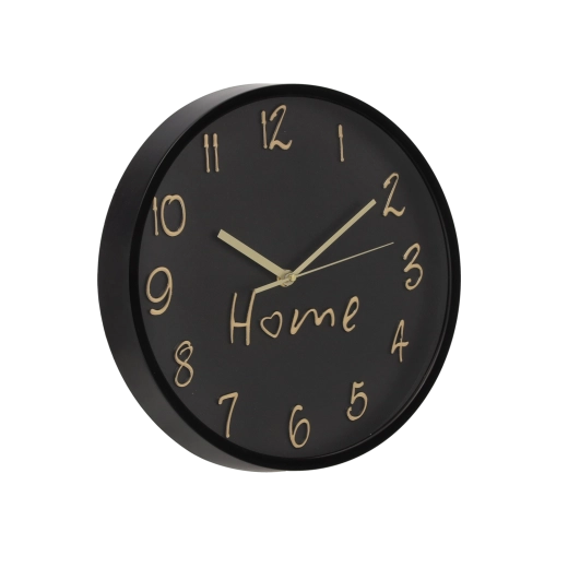 Vægur, rundt 30,5 × 30,5 × 4,3 cm, sort