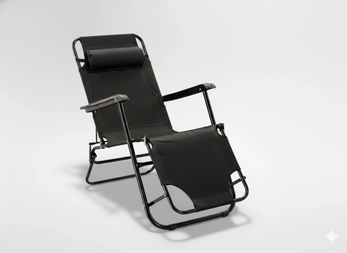 Sammenklappelig havestol med pude, sort