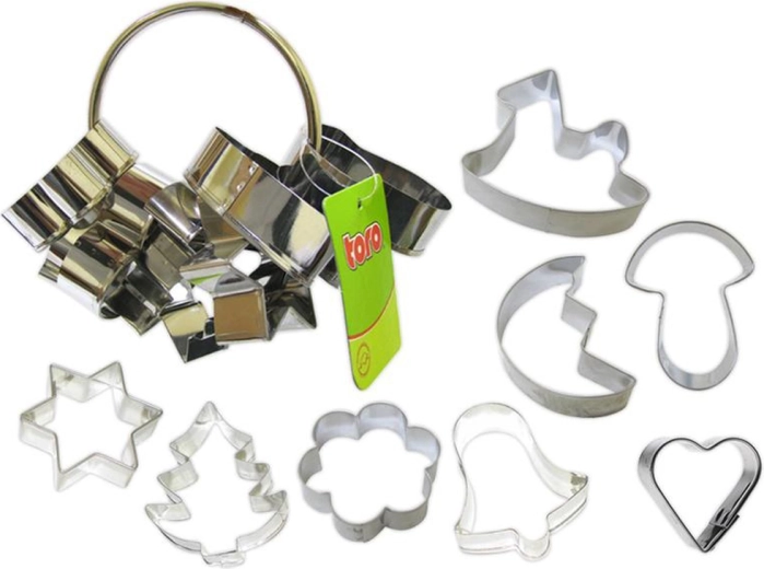 Sæt af udstikkere i rustfrit stål til småkager, 8 stk.