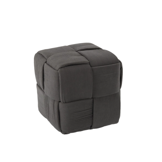 Flettet puf (terning) mørkegrå 34 × 34 × 34 cm