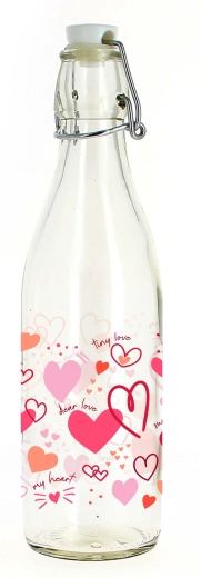 Flaske med patentlåg og hjertemotiv, 260 ml