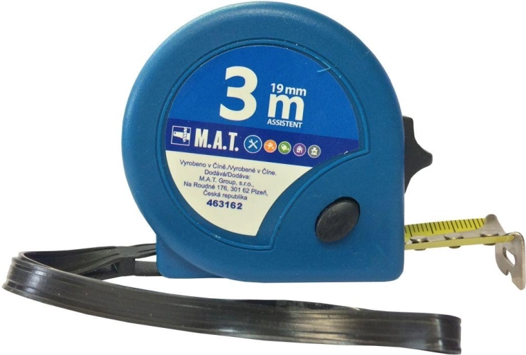 Selvtilbagetrækkende målebånd 3 m x 19 mm Assistente