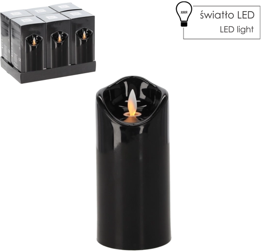 LED-lys med bevægelig flamme 7 × 15 cm sort