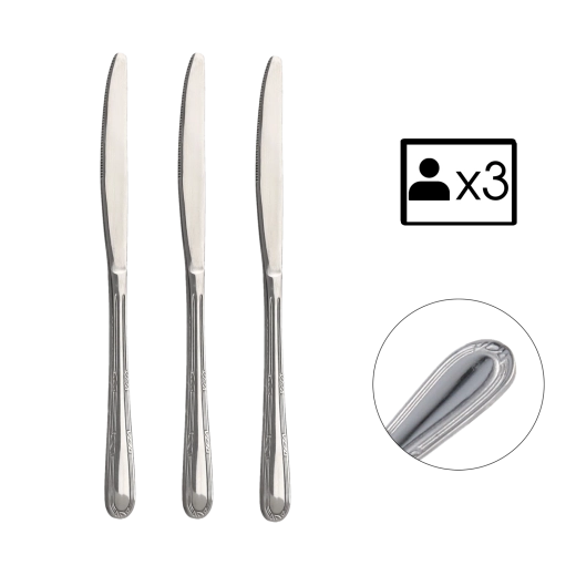 Sæt med 3 knive Natalia i rustfrit stål