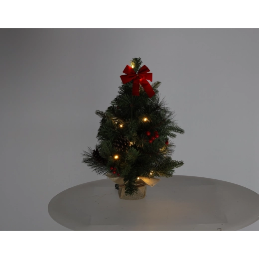 Julebordtræ med 15 LED, 50 cm, rød - 1 stk.