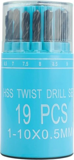 Sæt med HSS-bor til metal 1,0–10,0 mm, 19 dele