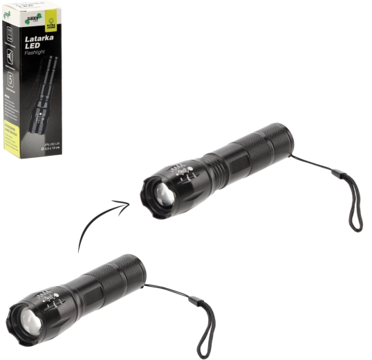 Sort LED-lommelygte 260 lm, kompakt til trekking, 3×AAA