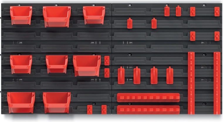 Ophængspanel til værktøj med 8 bokse og sæt kroge