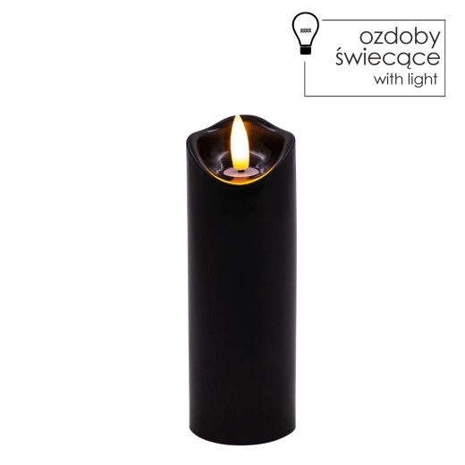 LED stearinlys sort 5 × 15 cm med varmt, flimrende flamme