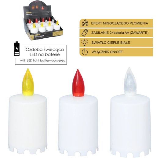 LED-lys 10,5 cm, mix farver (12 stk. i pakke)