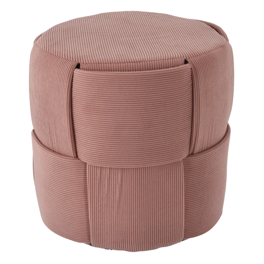 Lyserød rund polstret puf 38 × 38 × 38 cm